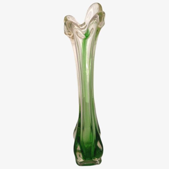 Vintage MCM Hand Blown Art Glass Twist Vase 11.5" - Picture 2 of 7